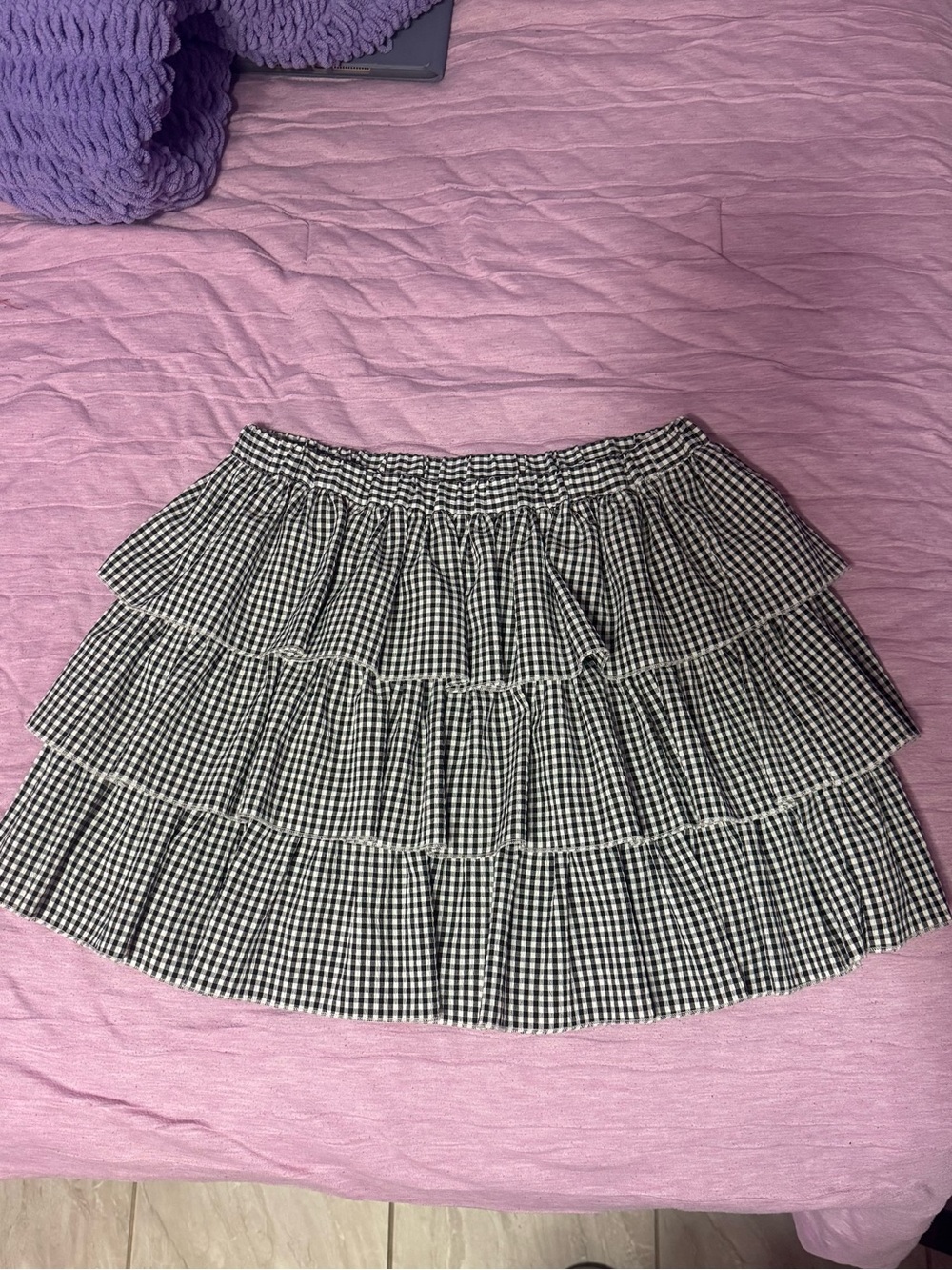 Forever 21 Black and White Plaid Ruffle Skirt